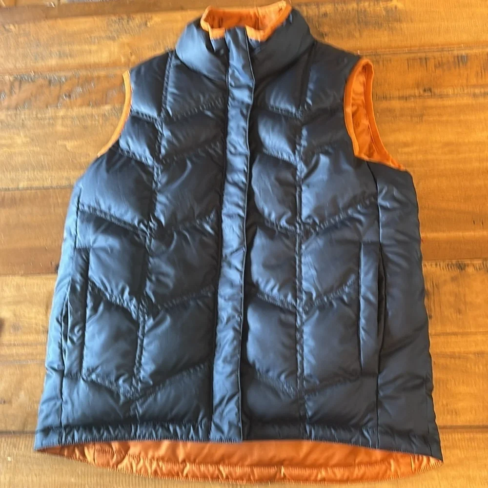REI Kids Orange and Navy Reversible Down Puffer Vest